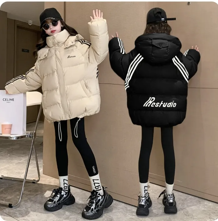 女童羽绒服2025新款洋气冬季儿童中长款女大童加厚白鸭绒外套冬装