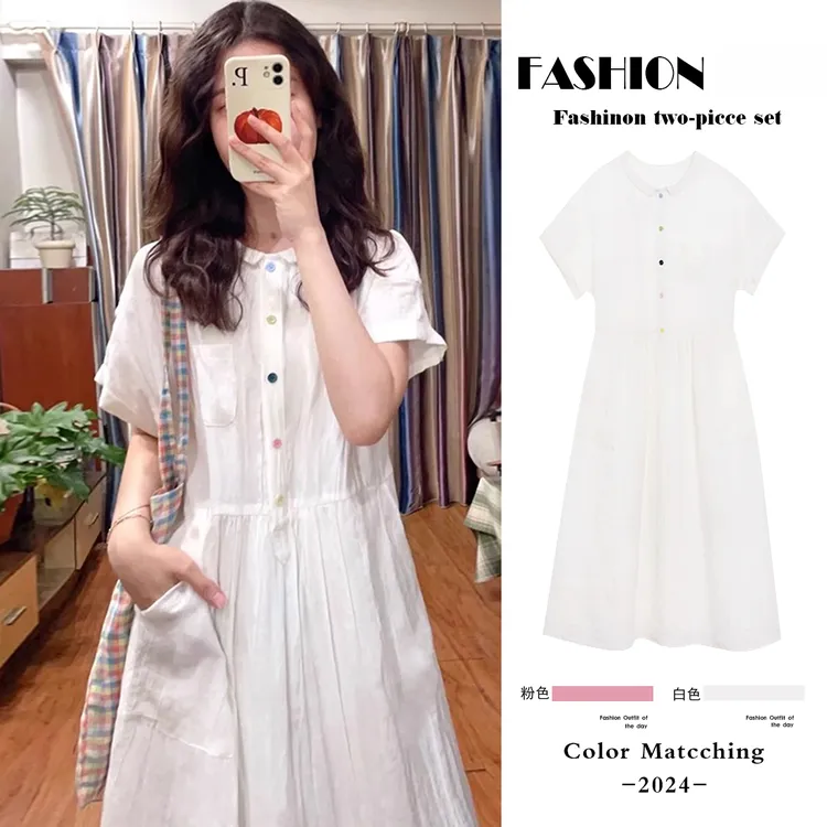 孕妇连衣裙夏季新款2025时尚韩版休闲简约小清新气质显瘦薄款裙子