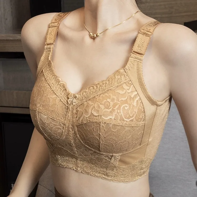 殷禾大胸显小内衣超薄缩胸防震无钢圈收副乳防下垂塑型调整文胸罩