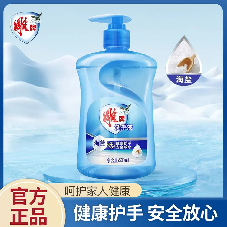 雕牌500ml海盐抑菌洗手液温和亲肤护手除菌去污易清洗清爽瓶装