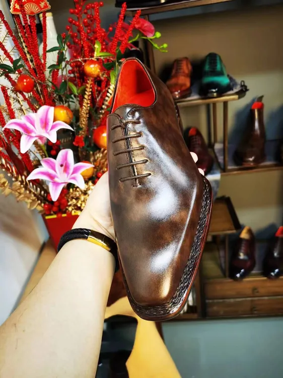 国潮挪威缝琴底耐磨透气商务秋冬款男鞋男士结婚皮鞋牛津鞋