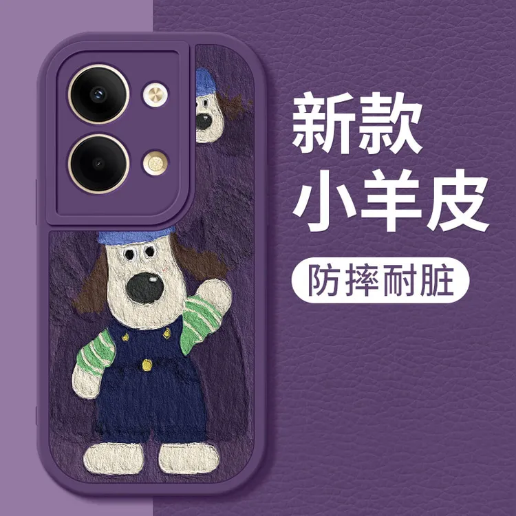 opporeno9壳简约新款reno9pro掌门狗小羊皮硅胶软壳reno9pro+全包