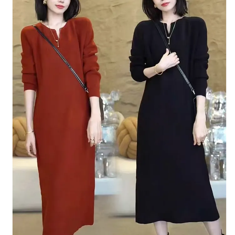 毛衣慵懒高级感2024新款冬季保暖打底宽松遮肉显瘦针织连衣裙