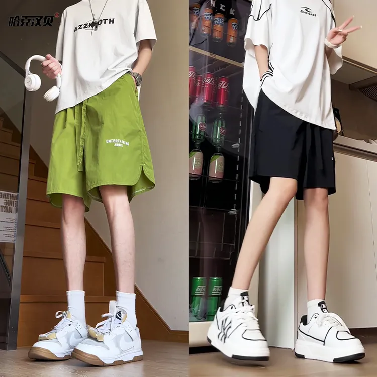 哈克汉贝夏季潮牌薄款情侣运动速干短裤男女宽松休闲五分沙滩裤子