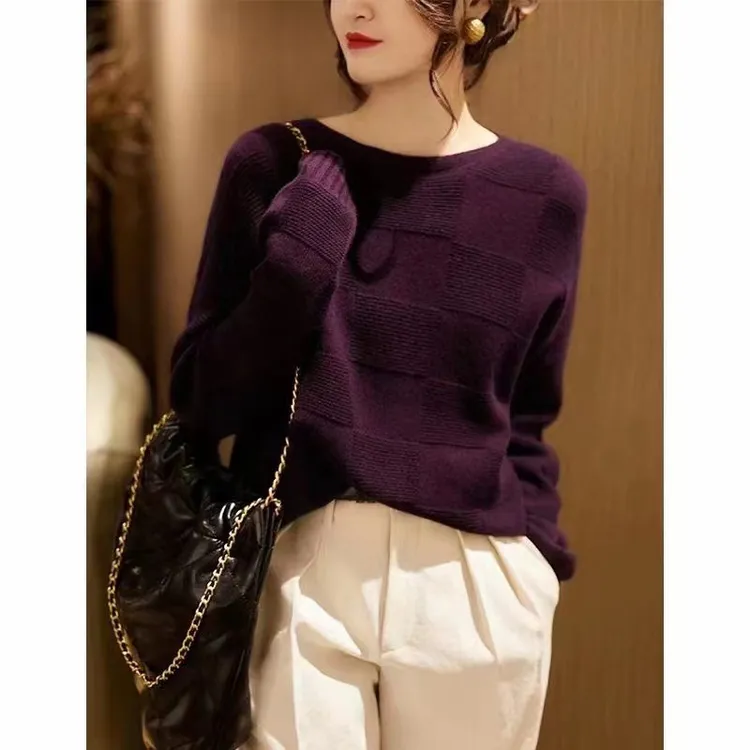 女士新款过年衣服品牌2025新款肌理软糯宽松套头针织衫上衣女秋冬