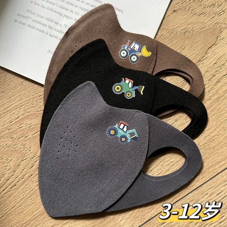 儿童保暖口罩德绒秋冬男童立体防闷湿透气卡通小学生面罩水洗3-12
