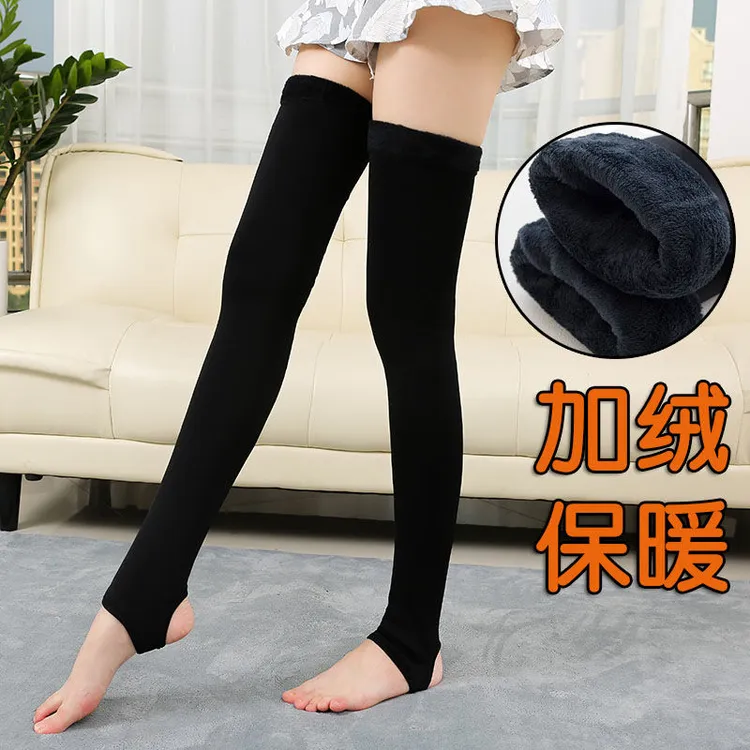 加绒加厚加长护膝秋冬季女士过膝护腿长筒袜保暖老寒腿防寒袜套