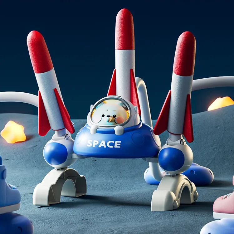 儿童脚踩冲天火箭宝宝户外玩具男孩脚踏发射泡沫小飞箭发光飞天炮