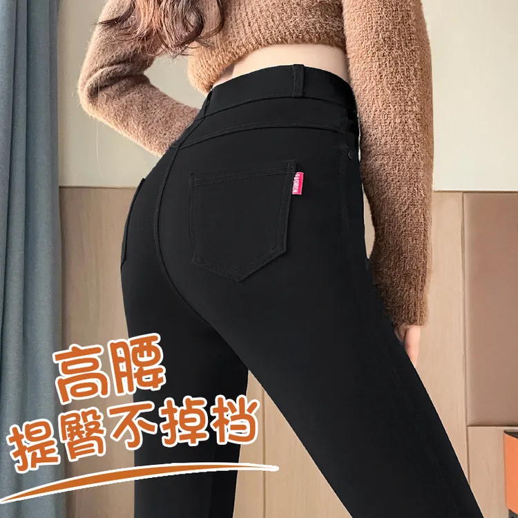 高腰小黑裤女春秋薄款外穿打底裤2025新款弹力紧身显瘦小脚铅笔裤