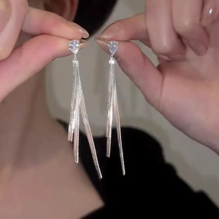 简约长款流苏耳环女显脸瘦ins小众设计冷淡风耳钉耳饰高级感4501