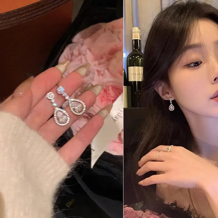 铜合金耳饰 千金水滴耳环爆款耳饰闪钻爱心时尚独特耳钉耳坠5441