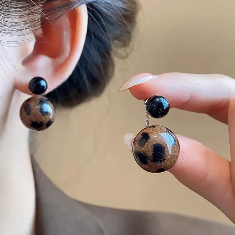 早秋美拉德耳饰豹纹耳环新款爆款高级感耳钉小众独特气质耳饰4266