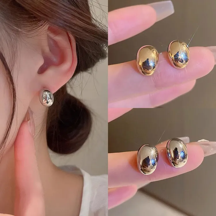 925银针豆豆耳环网红ins金属风耳钉新款爆款百搭简约耳饰女1241