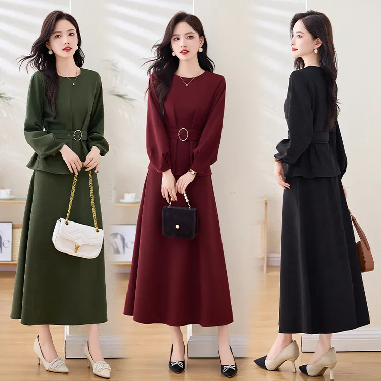 2026年秋季新款套装女时尚气质套裙春秋显瘦长袖洋气收腰中长款