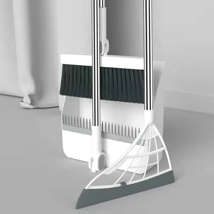 【折叠可站立扫把2件套】带梳齿扫把套不粘头发软毛旋转干湿两用