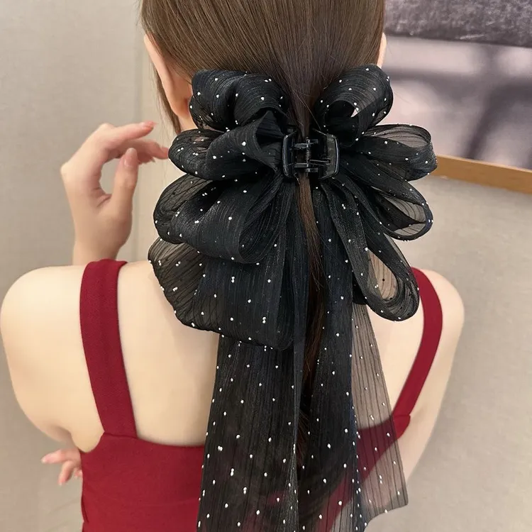 抓夹大蝴蝶结后脑勺马尾夹飘带夹子高颅顶头饰头花发夹女超仙气质