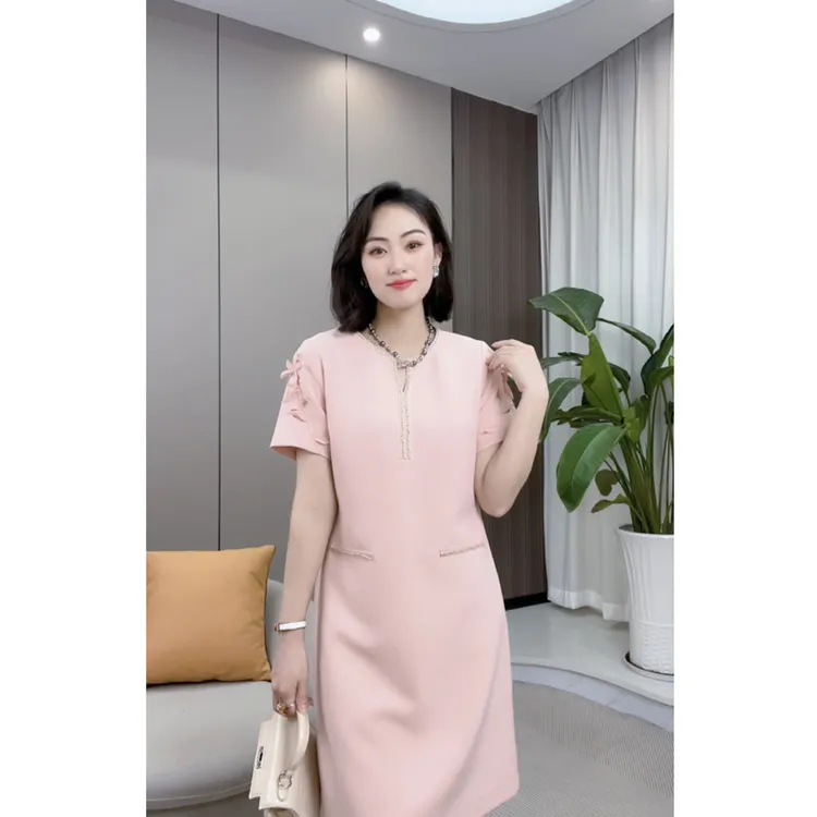 【叮叮南油店】新款女装显瘦休闲夏季气质钉珠连衣裙LW24111#