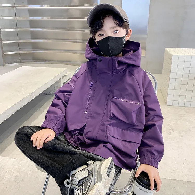 儿童装男童秋装工装外套2024新款中大童春秋款男孩痞帅秋季冲锋衣