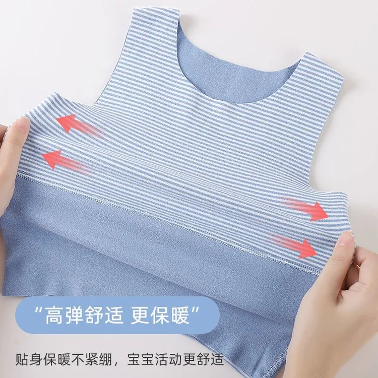 双面磨绒婴儿无骨背心秋冬男女童弹力打底儿童宝宝无袖保暖护肚Y