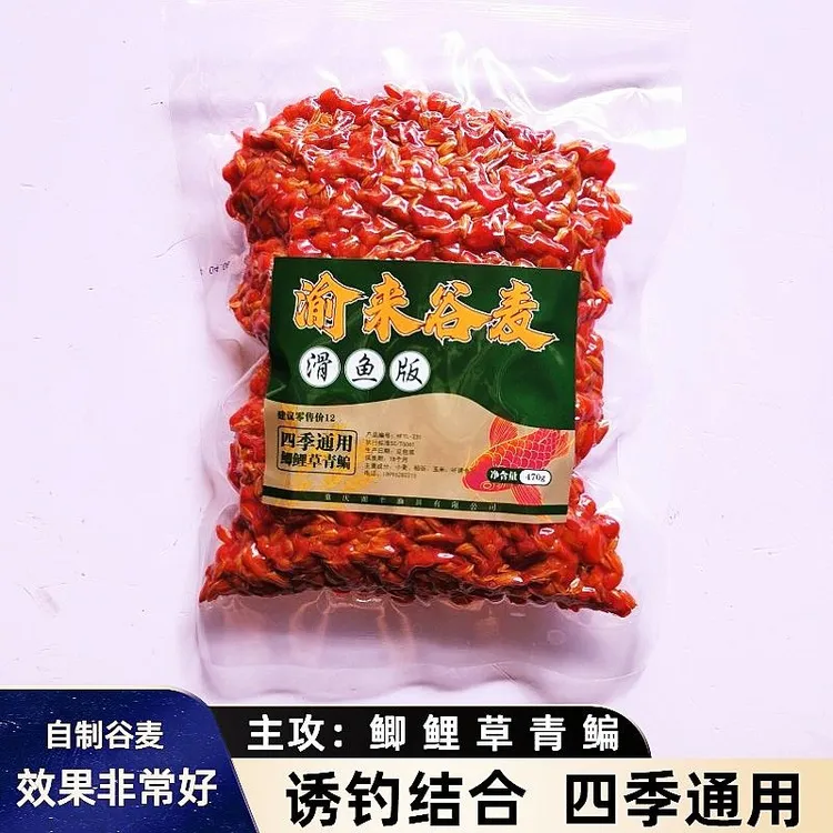 自制谷麦饵料稻谷玉米麦子窝料诱钓两用开袋即用挂钩打窝鲫鲤草青
