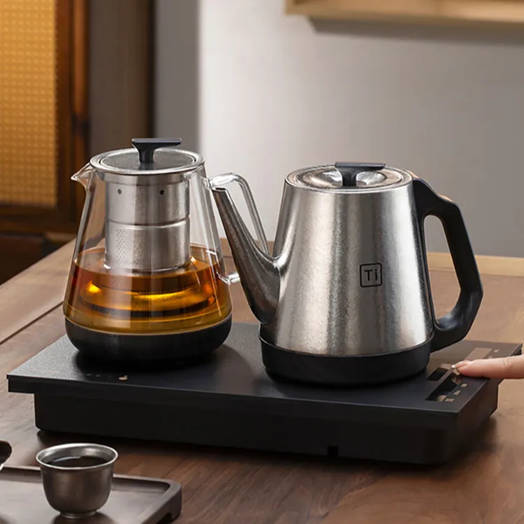 24新款不觉堂纯钛智能全自动恒温冰晶钛煮水壶蒸煮一体茶壶套装