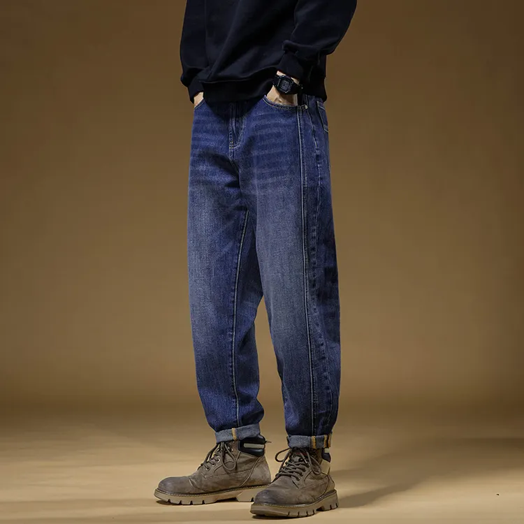 高端美式牛仔裤男款秋冬2024新款高档锥形裤子男潮牌休闲宽松长裤