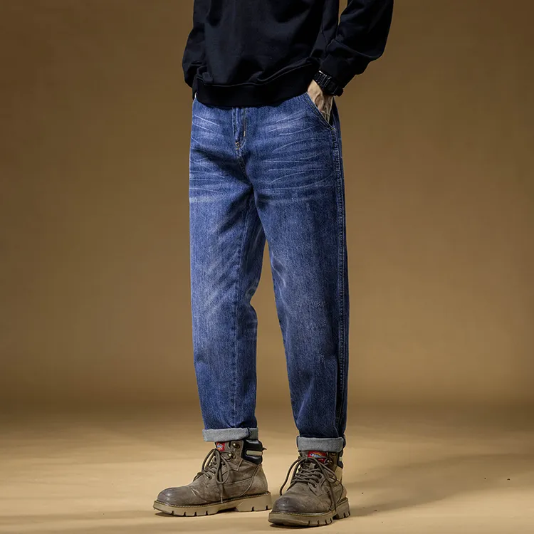 秋冬新款潮牌牛仔裤男款宽松休闲高档美式男裤子潮流百搭哈伦长裤