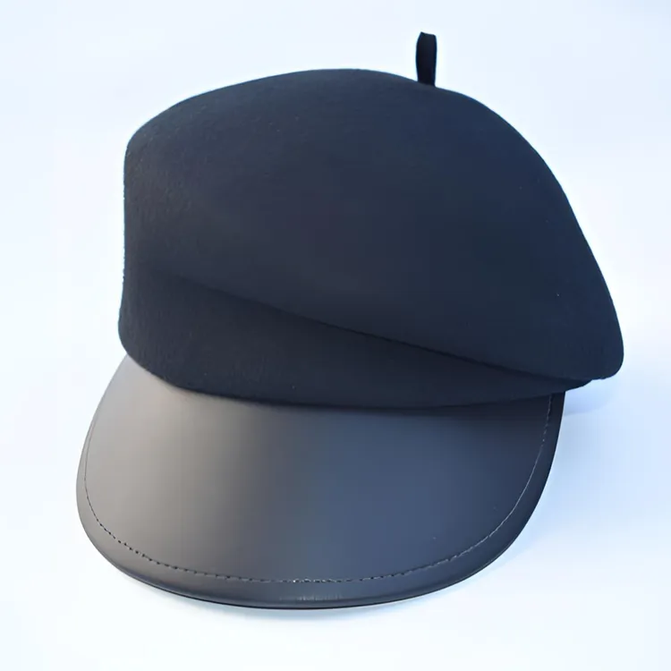 贝雷帽子女秋冬新款英伦复古羊毛呢皮檐鸭舌帽韩版气质百搭报童帽