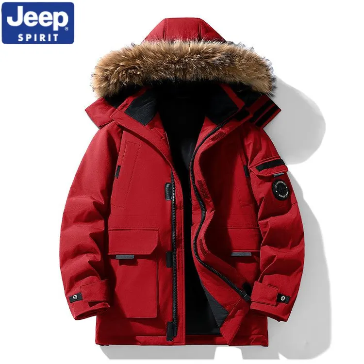 Jeep吉普男士羽绒服男2024年冬季新品高品质白鸭绒中长款外套男可