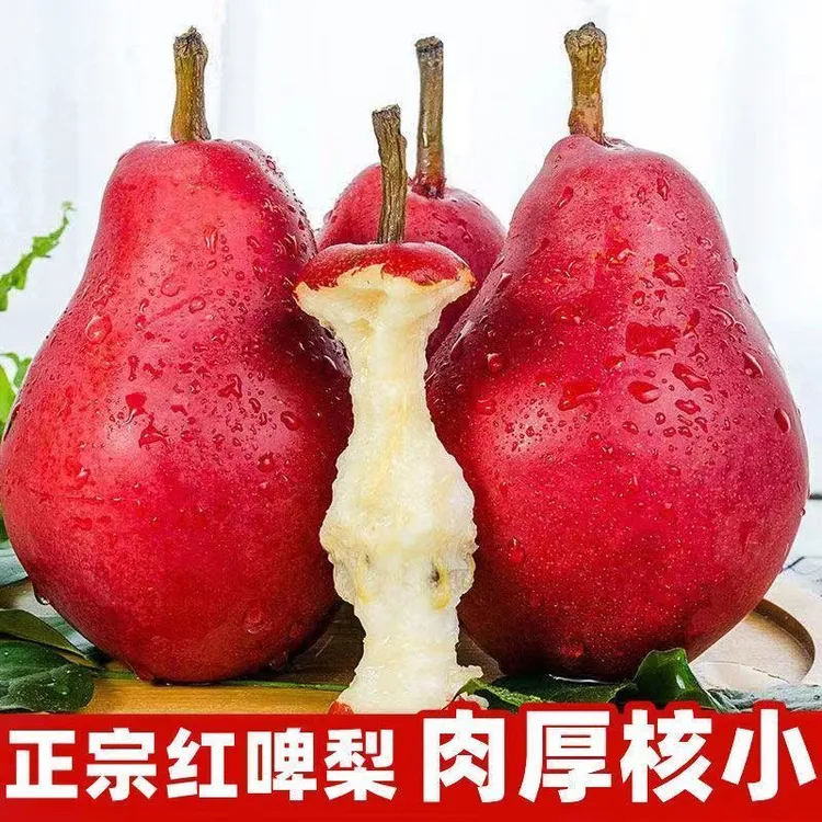 【直播专享】红啤梨新鲜水果红皮梨软糯香甜多汁当季整箱包邮