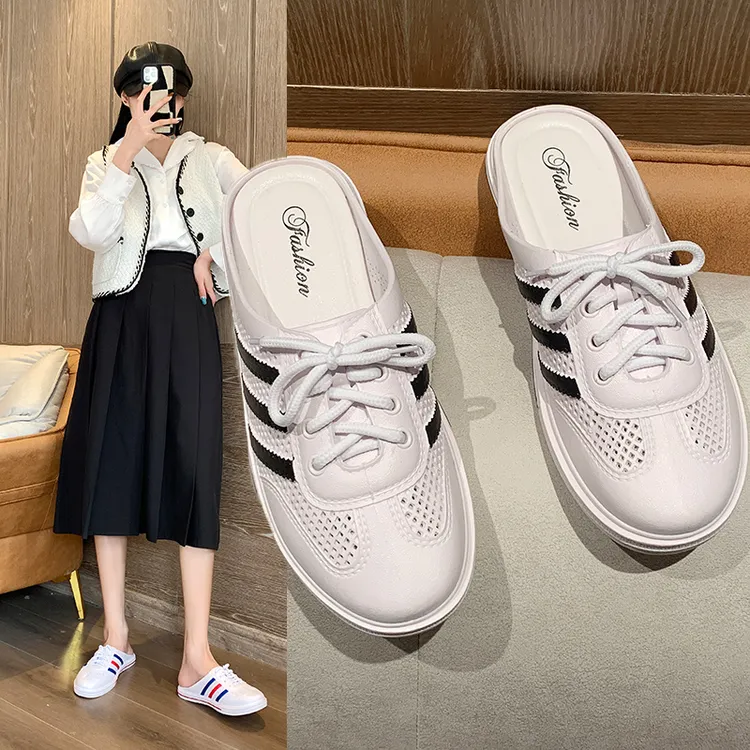 时尚包头半拖鞋男女情侣夏季女鞋软底防滑凉拖鞋新款大码平底凉鞋