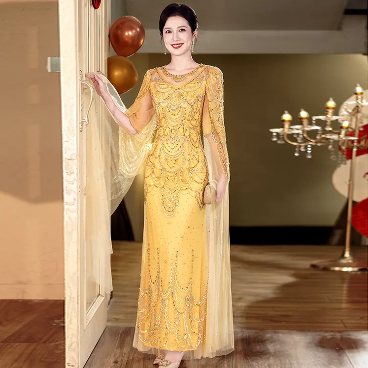 6010高端优雅年轻气质宴会主持人晚礼服2024新款喜妈妈婚宴礼服