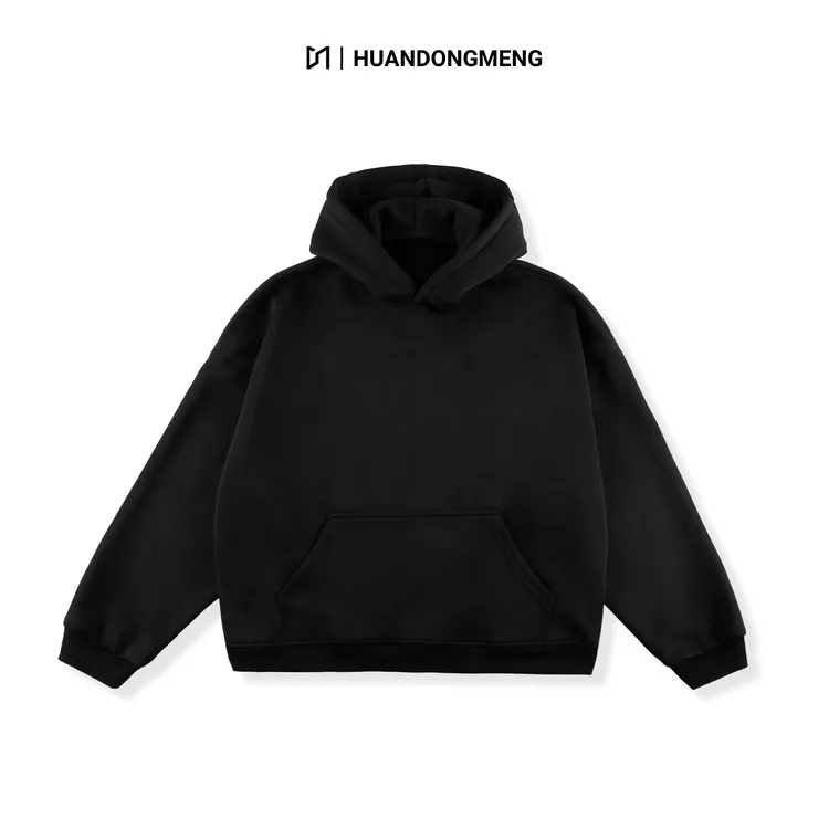 HuandongMeng银狐绒拼接加绒480G重磅CleanFit罗纹拼色连帽卫衣