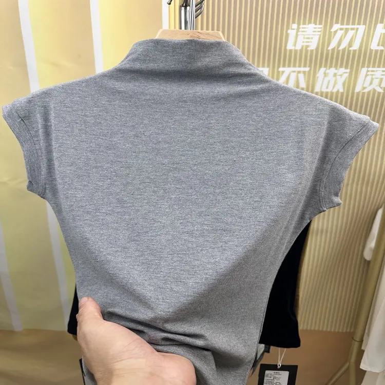 半高领纯色衣女2025新洋气短袖修身显瘦小个子内搭性感外穿T恤