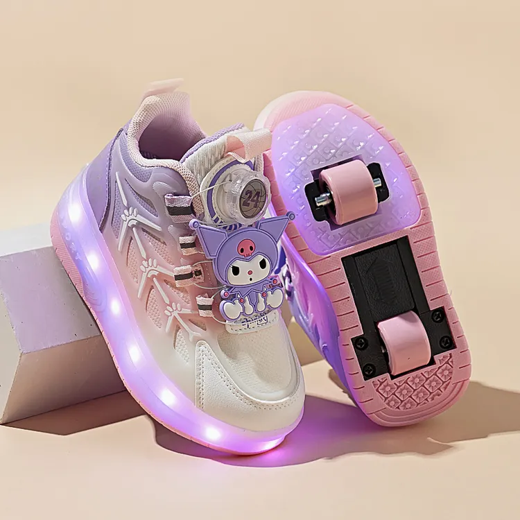 库洛米轮滑暴走鞋双轮春秋新款可收缩儿童鞋子大童学生初学女童鞋