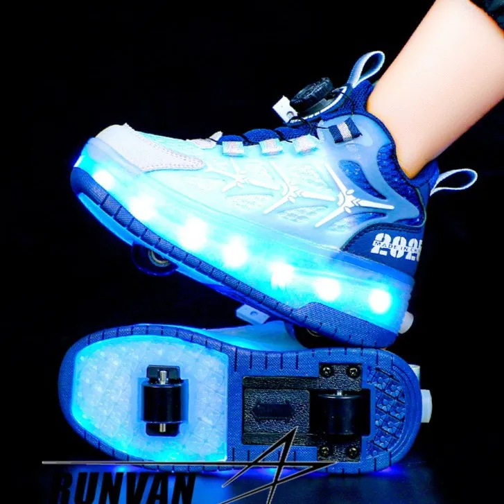 儿童鞋子秋季新款男童收缩暴走轮滑鞋大童学生溜冰鞋6-12岁初学者