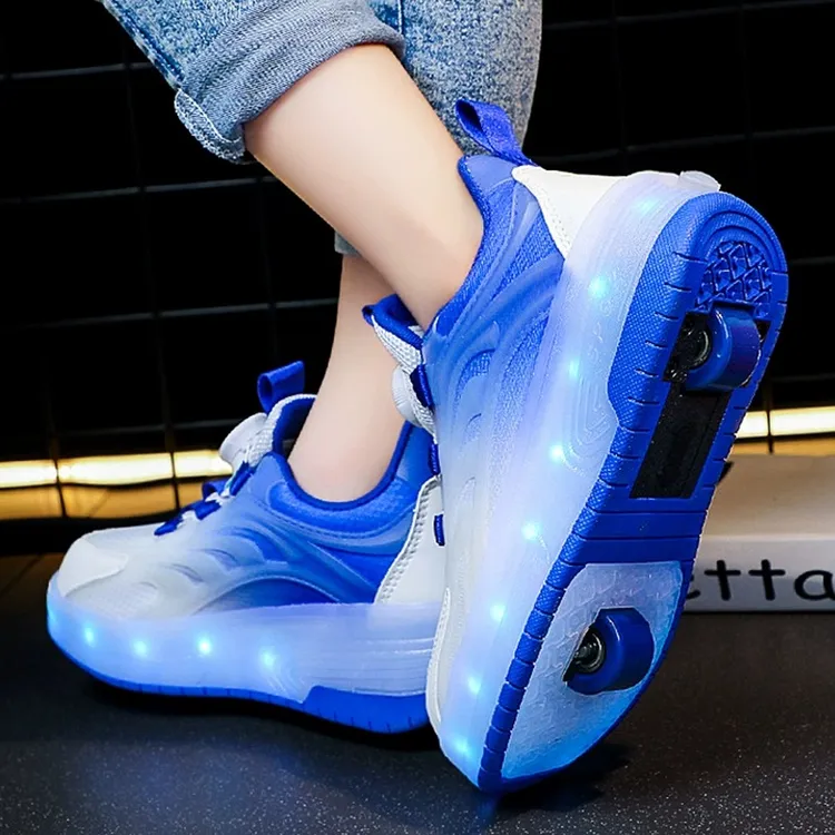 儿童轮滑暴走鞋可收缩新款秋季男童鞋子中大童学生运动鞋6-12岁