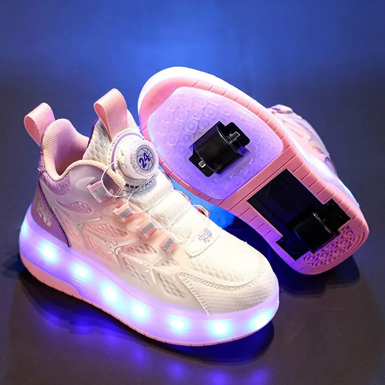 暴走鞋女童鞋子儿童秋季新款暴走轮滑鞋学生发光运动男童鞋6-12岁