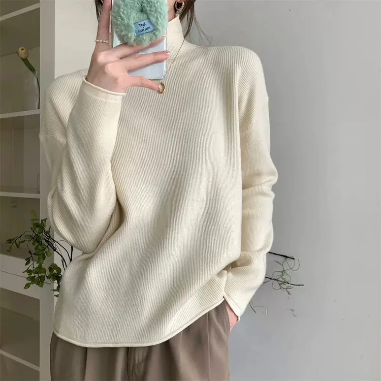 半高领打底衫秋冬季新款潮牌女装立领毛衣宽松显瘦慵懒加厚针织衫
