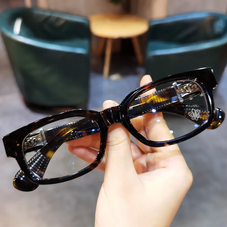 简丹萝心韩版粗框板材透明框黑色防辐射网红复古方形百搭平光镜