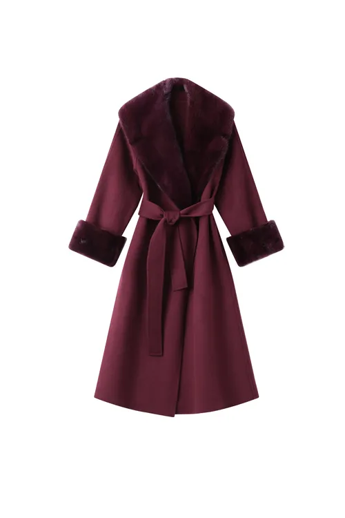 【PUHUA-朴婳】2025重磅水貂气质时尚贵气外套双面羊毛女装大衣 320