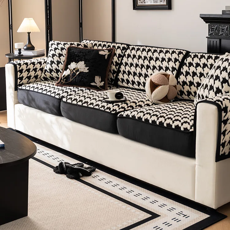 (千城)舒棉绒沙发笠秋冬加厚新款高级感防尘防滑沙发坐垫套盖布