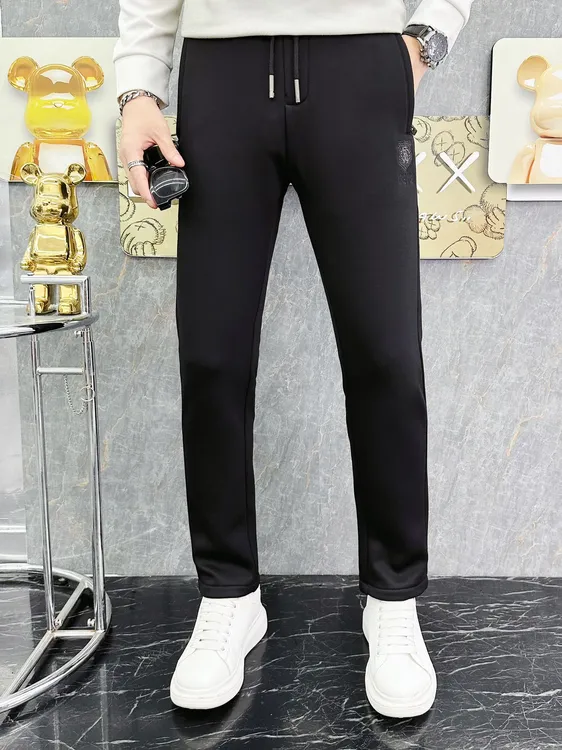 秋冬男士休闲裤新款加绒加厚时尚百搭直筒长裤弹力运动裤