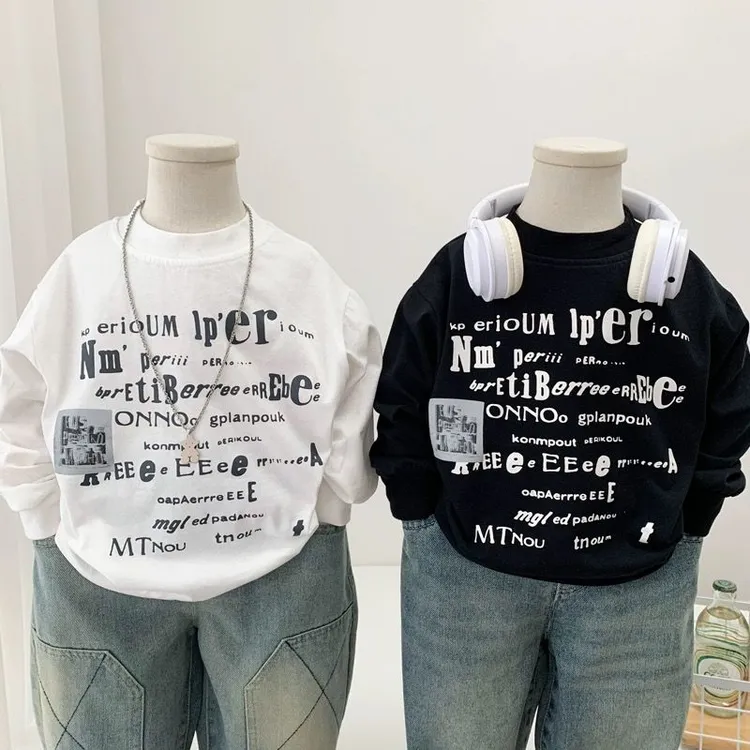 儿童长袖T恤春秋装2024新款韩系男女童纯色打底衫宝宝休闲上衣