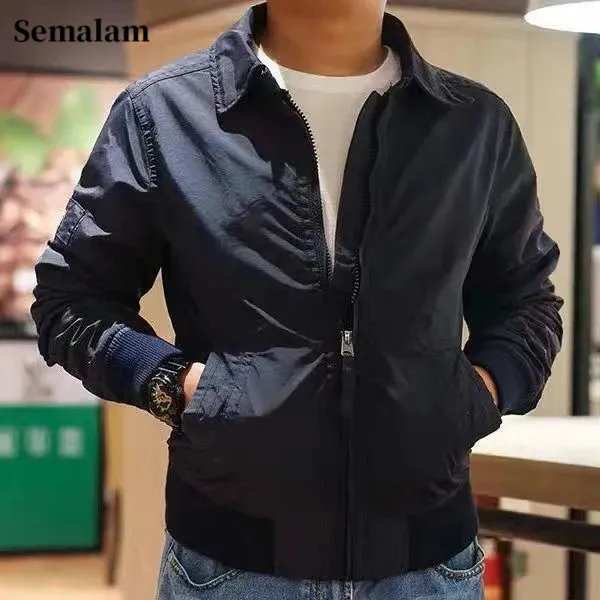 Semalam春秋新款时尚潮牌男士夹克休闲百搭潮流工装翻领修身外套