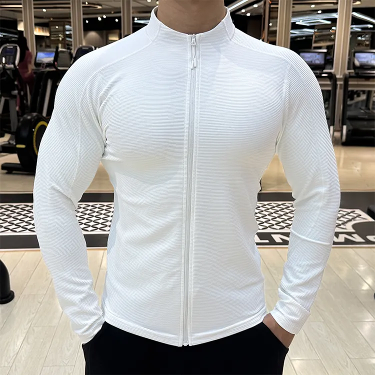 秋季新款无帽运动外套男弹力速干长袖跑步训练健身服立领修身夹克