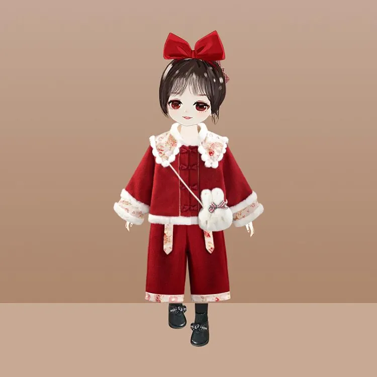 巴拉巴拉女童拜年服2024新款龙年汉服套装喜庆春节秋冬季新年宝宝