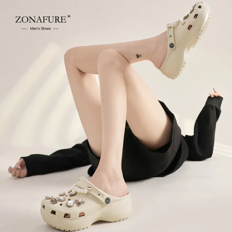 ZONAFURE云朵洞洞鞋女款夏外穿厚底网红爆款半包拖鞋凉鞋2025新款