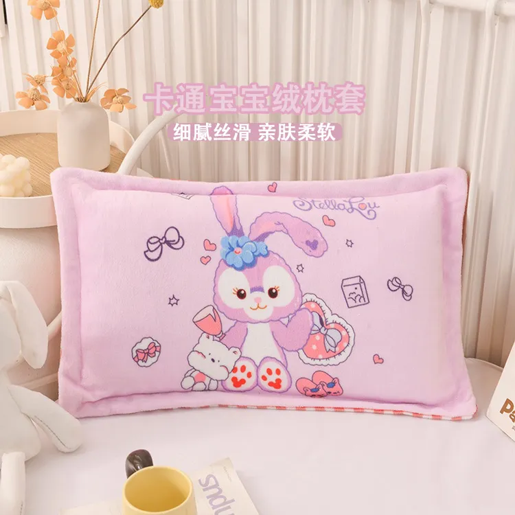 卡通儿童枕套牛奶绒双面珊瑚绒加厚宝宝枕头套幼儿园整头套30x50