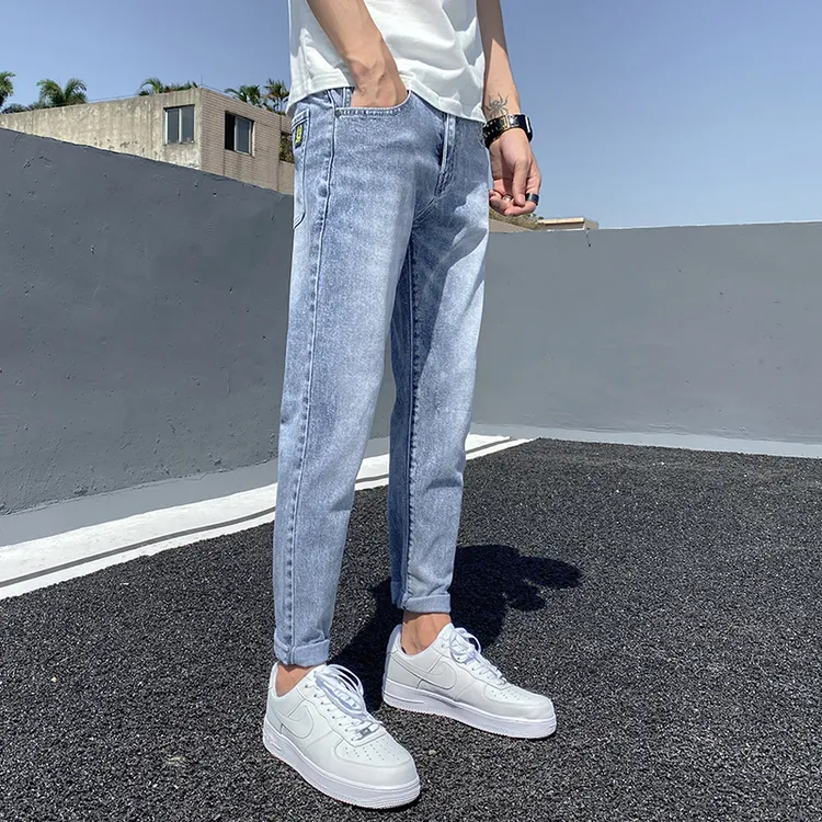 夏季男士牛仔裤韩版薄款潮流九分裤休闲百搭直筒裤流行青少年裤子